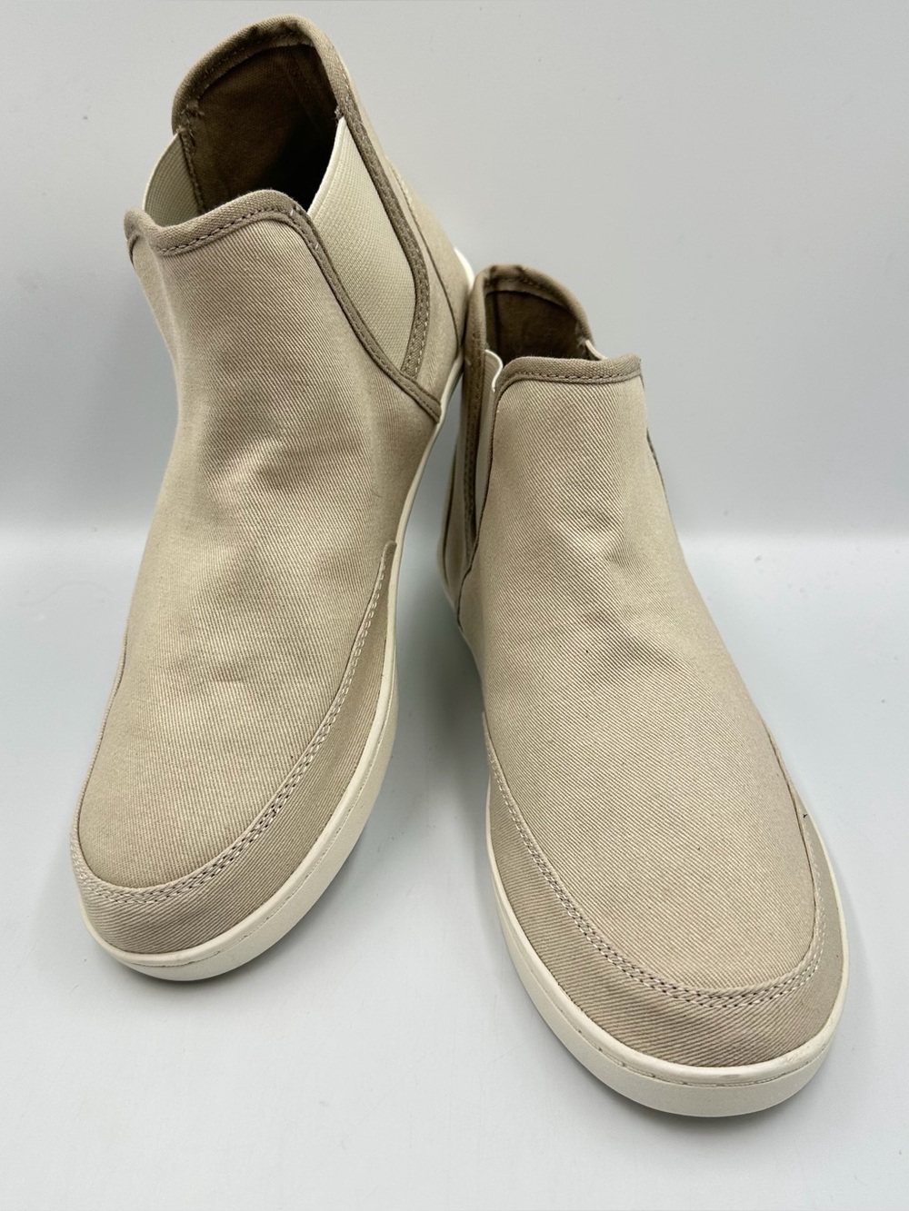 Sanuk Beige Canvas Ankle Boot Pair O Dice Womens 8.5 Ltwt Cushioned Comfort
